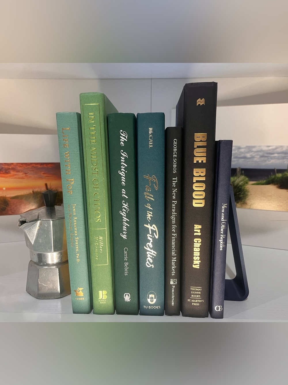 Book Decor - Teal Green - coffee table- side table - bookshelf